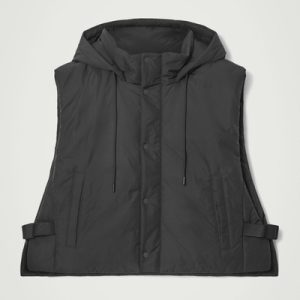 BUCKLED-SIDE PADDED HOODED VEST