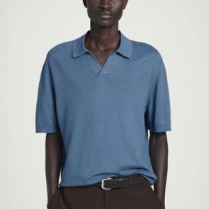 KNITTED LINEN POLO SHIRT