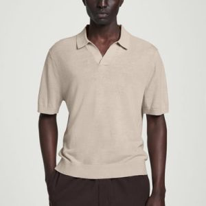 KNITTED LINEN POLO SHIRT