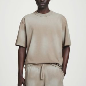 OVERSIZED WASHED-JERSEY MOCK-NECK T-SHIRT