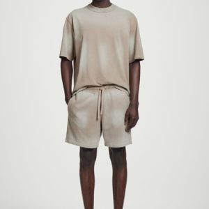 WASHED-JERSEY DRAWSTRING SHORTS