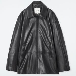 WAISTED LEATHER TRUCKER JACKET