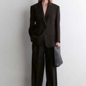 RELAXED TWILL WIDE-LEG PANTS