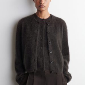 BRUSHED-CASHMERE CREW-NECK CARDIGAN