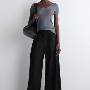 RELAXED WOOL-BLEND WIDE-LEG PANTS