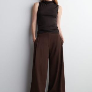 RELAXED WOOL-BLEND WIDE-LEG PANTS