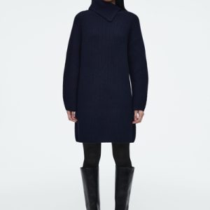 WRAP-COLLAR WOOL DRESS