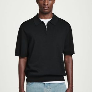 REGULAR KNITTED HALFZIP POLO SHIRT