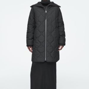 RIBBED-COLLAR QUILTED COAT