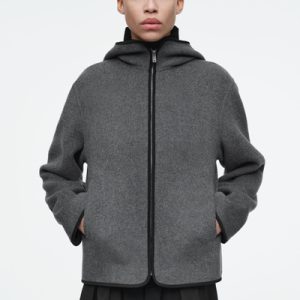 HOODED DOUBLE-FACED WOOL JACKET