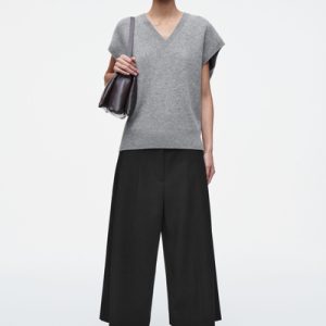 CROPPED WOOL-BLEND WIDE-LEG PANTS