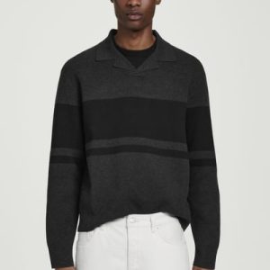 STRIPED DOUBLE-FACED KNITTED POLO SHIRT