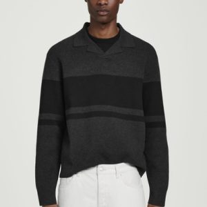 STRIPED DOUBLE-FACED KNITTED POLO SHIRT
