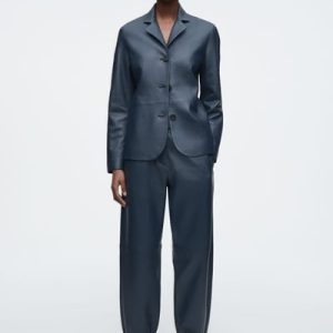 LEATHER STRAIGHT-LEG JOGGERS