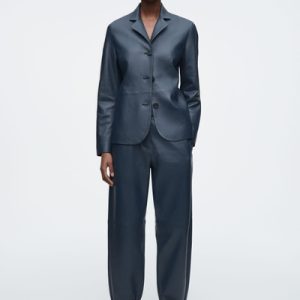 LEATHER STRAIGHT-LEG JOGGERS