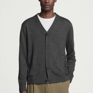 MERINO WOOL V-NECK CARDIGAN