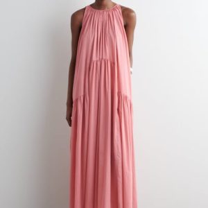 GATHERED HALTERNECK MAXI DRESS
