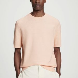 TEXTURED KNITTED COTTON T-SHIRT