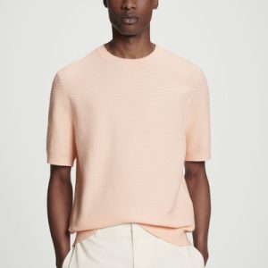TEXTURED KNITTED COTTON T-SHIRT