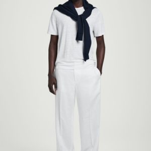 ELASTICATED LINEN STRAIGHT-LEG PANTS