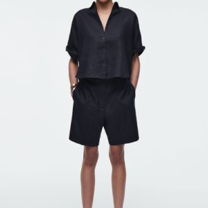 TAILORED ELASTICATED LINEN SHORTS