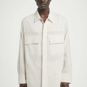 LINEN-BLEND UTILITY OVERSHIRT