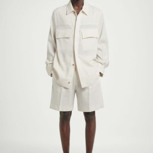 TAILORED LINEN-BLEND SHORTS