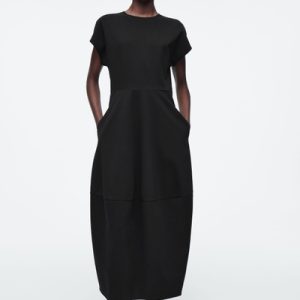 SCULPTED COTTON MIDI DRESS