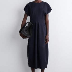 SCULPTED COTTON MIDI DRESS