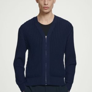 SILK-COTTON ZIP-UP CARDIGAN