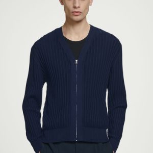 SILK-COTTON ZIP-UP CARDIGAN