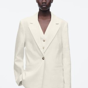 ATTACHED LAYERED LINEN-BLEND BLAZER