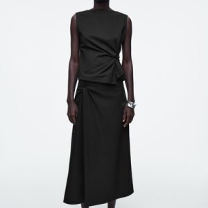 TWIST-DETAIL MIDI SKIRT