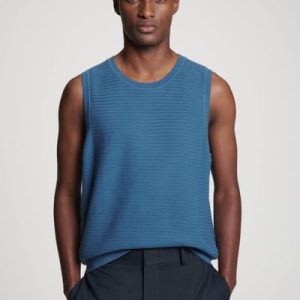TEXTURED KNITTED COTTON TANK TOP