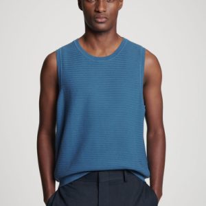 TEXTURED KNITTED COTTON TANK TOP