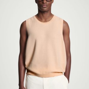 TEXTURED KNITTED COTTON TANK TOP