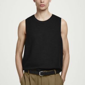 TEXTURED KNITTED COTTON TANK TOP