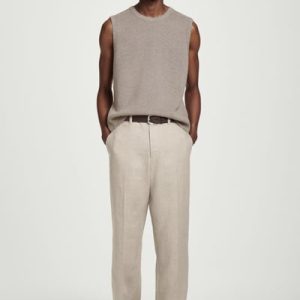 RELAXED LINEN TAPERED PANTS