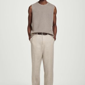 RELAXED LINEN TAPERED PANTS