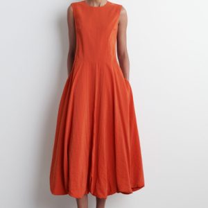 SLEEVELESS BUBBLE-HEM MIDI DRESS