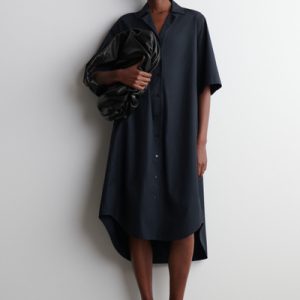 BELTED SHORT-SLEEVED MIDI SHIRT DRESS