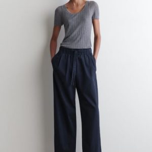 COTTON TAPERED DRAWSTRING PANTS