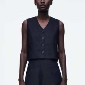 CROPPED LINEN VEST