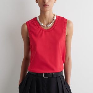 GATHERED COTTON TANK TOP