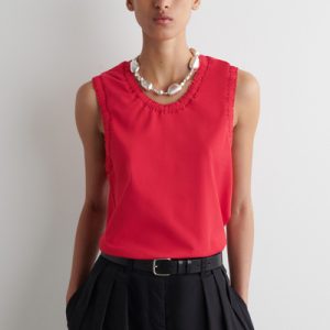 GATHERED COTTON TANK TOP