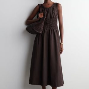 SHIRRED COTTON JUMPSUIT