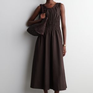 SHIRRED COTTON JUMPSUIT