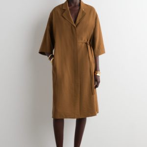 SIDE-BELT MIDI SHIRT DRESS