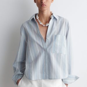 CROPPED STRIPED COTTON SHIRT