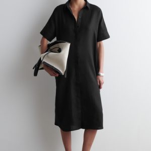 LINEN MIDI SHIRT DRESS
